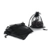 Picture of Wedding Gift Organza Jewelry Bags Drawstring Rectangle Black 10cm x8cm(3 7/8" x3 1/8"), (Usable Space: 8x8cm) 30 PCs