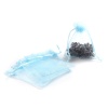 Picture of Wedding Gift Organza Wedding Gift Organza Jewelry Bags Drawstring Rectangle Light Blue 10cm x8cm(3 7/8" x3 1/8"), (Usable Space: 8x8cm) 30 PCs