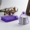 Picture of Wedding Gift Organza Jewelry Bags Drawstring Rectangle Violet (Usable Space: 13.5x10.5cm) 16cm x 11cm, 20 PCs