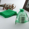 Picture of Wedding Gift Organza Jewelry Bags Drawstring Rectangle Dark Green (Usable Space: 13.5x10.5cm) 16cm x 11cm, 20 PCs