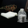 Picture of Wedding Gift Organza Jewelry Bags Drawstring Rectangle Beige (Usable Space: 13.5x10.5cm) 16cm x 11cm, 20 PCs