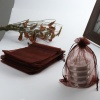 Picture of Wedding Gift Organza Jewelry Bags Drawstring Rectangle Coffee (Usable Space: 13.5x10.5cm) 16cm x 11cm, 20 PCs