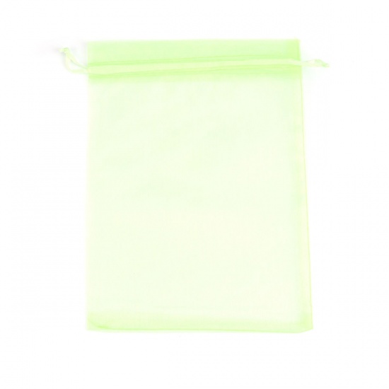 Picture of Wedding Gift Organza Jewelry Bags Drawstring Rectangle Fruit Green 20cm x15cm(7 7/8" x5 7/8"), (Usable Space: 17x14.5cm) 20 PCs