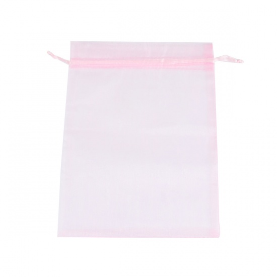 Picture of Wedding Gift Organza Jewelry Bags Drawstring Rectangle Pink 20cm x15cm(7 7/8" x5 7/8"), (Usable Space: 17x14.5cm) 20 PCs