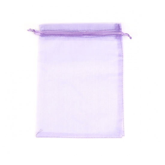 Picture of Wedding Gift Organza Jewelry Bags Drawstring Rectangle Purple 20cm x15cm(7 7/8" x5 7/8"), (Usable Space: 17x14.5cm) 20 PCs