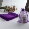 Picture of Wedding Gift Organza Jewelry Bags Drawstring Rectangle Dark Purple (Usable Space: 15.5x12.5cm) 18cm x 12.8cm, 20 PCs
