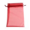 Picture of Wedding Gift Organza Jewelry Bags Drawstring Rectangle Wine Red (Usable Space: 19x16.5cm) 23cm x 17cm, 20 PCs