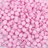 Picture of Acrylic Beads Flat Round At Random Light Pink Initial Alphabet/ Capital Letter Pattern About 7mm Dia., Hole: Approx 1.7mm, 500 PCs