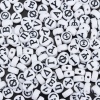 Bild von Acryl Perlen Flachrund Zufällig mixt Schwarz & Weiß Griechisches Alphabet ca. 7mm D., Loch:ca. 1.4mm, 200 Stück