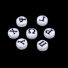 Picture of Acrylic Beads Flat Round At Random Black & White Greek Alphabet Pattern About 7mm Dia., Hole: Approx 1.4mm, 200 PCs