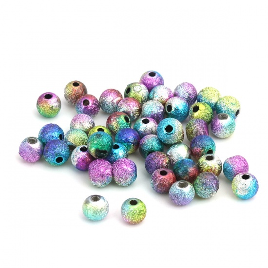 Picture of Acrylic Beads Ball Multicolor Wrinkled About 6mm Dia., Hole: Approx 1.7mm, 300 PCs
