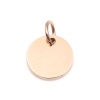 Picture of 304 Stainless Steel Blank Stamping Tags Charms Round Rose Gold One-sided Polishing 13mm x 10mm, 1 Piece