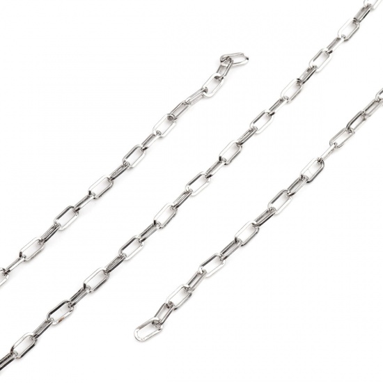 Picture of Iron Based Alloy Paperclip Chains Link Cable Chain Findings Silver Tone Oval 9x5mm, 2 M