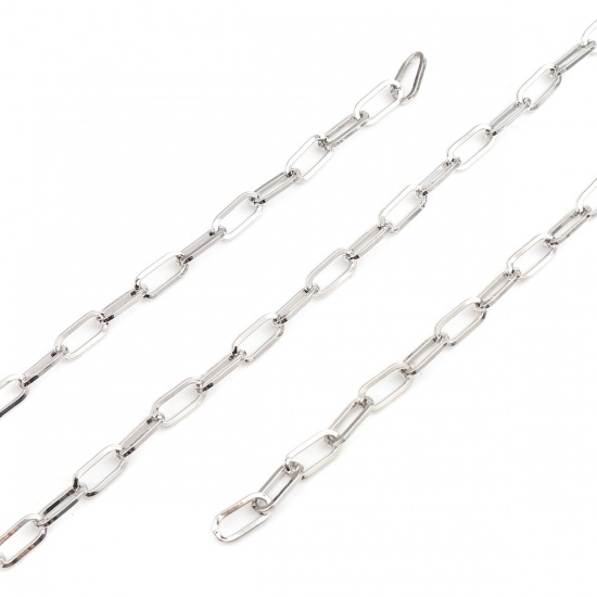 Picture of Iron Based Alloy Paperclip Chains Link Cable Chain Findings Silver Tone Oval 12x6mm, 2 M
