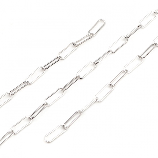 Picture of Iron Based Alloy Paperclip Chains Link Cable Chain Findings Silver Tone Oval 18x6mm, 2 M