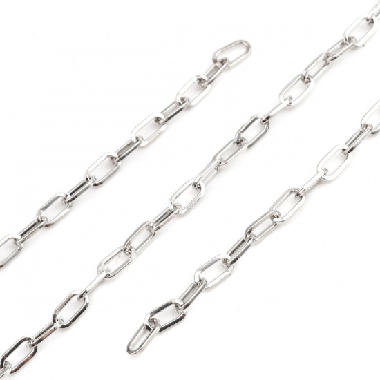 Picture of Iron Based Alloy Paperclip Chains Link Cable Chain Findings Silver Tone Oval 13x7mm, 2 M