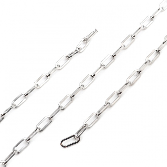 Picture of Iron Based Alloy Paperclip Chains Link Cable Chain Findings Silver Tone Oval 14x6mm, 2 M