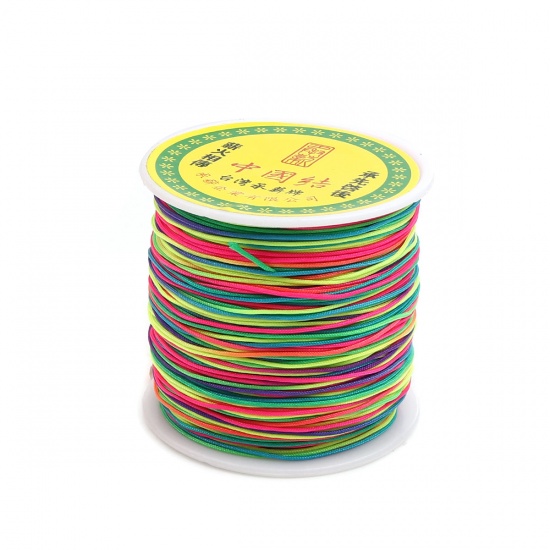 Picture of Polyester Jewelry Thread Cord For Buddha/Mala/Prayer Beads Multicolor 0.8mm, 1 Roll (Approx 85 M/Roll)