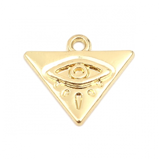 Picture of Zinc Based Alloy Religious Charms Triangle Eye of Providence/ All-seeing Eye 16mm x 14mm, 10 PCs