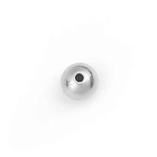 Bild von 304 Edelstahl Perlen Rund Silberfarbe ca. 10mm D., Loch: ca. 2.2mm, 100 Stück