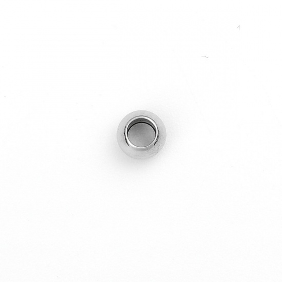 Bild von 304 Edelstahl Perlen Rund Silberfarbe ca. 4mm D., Loch: ca. 2mm, 100 Stück
