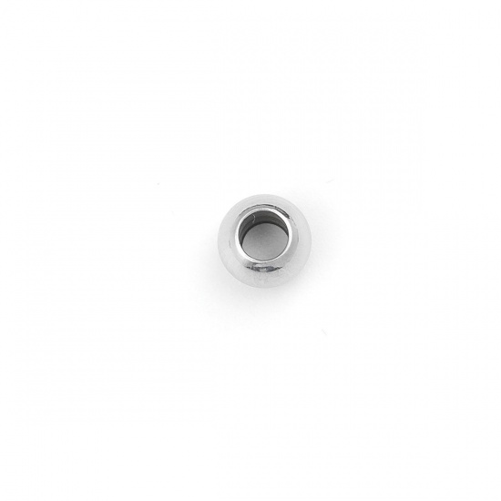 Bild von 304 Edelstahl Perlen Rund Silberfarbe ca. 6mm D., Loch: ca. 3mm, 100 Stück