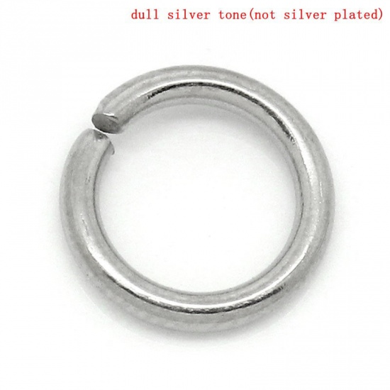 Picture of 304 Stainless Steel Opened Jump Rings Findings Round Silver Tone 8mm( 3/8") Dia, 500 PCs