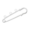 Picture of Iron Based Alloy Safety Pin Brooches Connectors Findings Silver Plated 3 Loops 5cm x 1.6cm(2" x 5/8"), 20 PCs