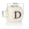 Imagen de Cuentas Madera de Cubo , Natural , Letras 10mm x 10mm, Agujero: acerca de 4mm, 30 Unidades