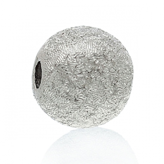 Picture of Acrylic Sparkledust Bubblegum Beads Round Silvery White About 6mm Dia, Hole: Approx 1.5mm, 1000 PCs