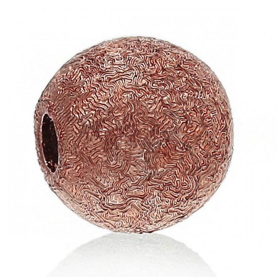 Picture of Acrylic Sparkledust Bubblegum Beads Round Rose Gold About 6mm Dia, Hole: Approx 1.5mm, 1000 PCs