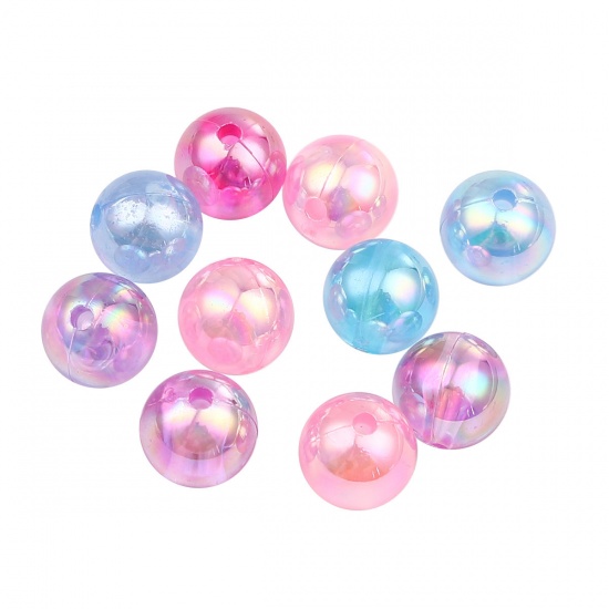 Picture of Acrylic Beads Round At Random AB Color About 8mm Dia., Hole: Approx 2.2mm, 500 PCs