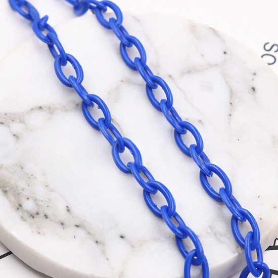 Plastic Closed Soldered Link Cable Chain Findings Royal Blue Oval 13x8mm, 42cm(16 4/8") long, 2 PCs の画像