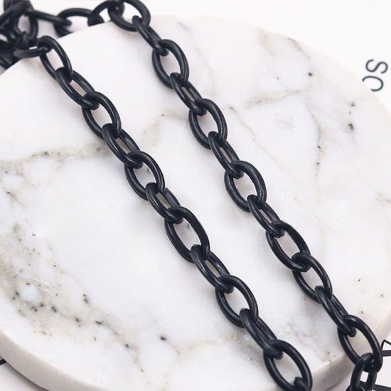 Plastic Closed Soldered Link Cable Chain Findings Black Oval 13x8mm, 42cm(16 4/8") long, 2 PCs の画像