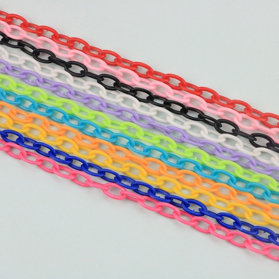 Изображение Plastic Closed Soldered Link Cable Chain Findings At Random Color Oval 13x8mm, 42cm(16 4/8") long, 5 PCs