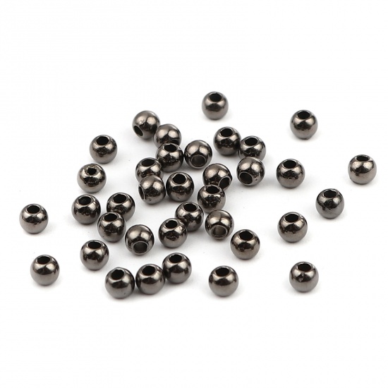 Bild von CCB Plastik Perlen Rund Metallgrau Plattiert ca. 3mm D., Loch:ca. 1mm, 1 Packung 400 Stück/Paket)