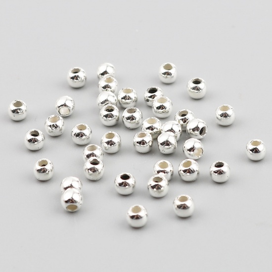 Bild von CCB Plastik Perlen Rund Versilbert Plattiert ca. 3mm D., Loch:ca. 1mm, 1 Packung 400 Stück/Paket)