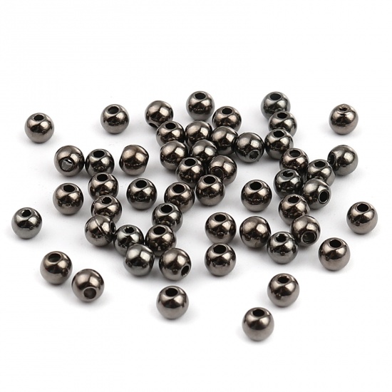 Bild von CCB Plastik Perlen Rund Metallgrau Plattiert ca. 4mm D., Loch:ca. 1.2mm, 1 Packung 300 Stück/Paket)