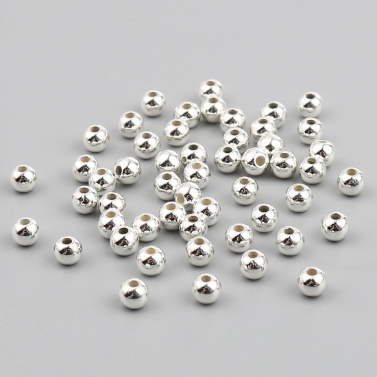 Bild von CCB Plastik Perlen Rund Versilbert Plattiert ca. 4mm D., Loch:ca. 1.2mm, 1 Packung 300 Stück/Paket)