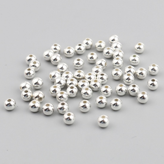 Bild von CCB Plastik Perlen Rund Versilbert Plattiert ca. 5mm D., Loch:ca. 1.5mm, 1 Packung 200 Stück/Paket)