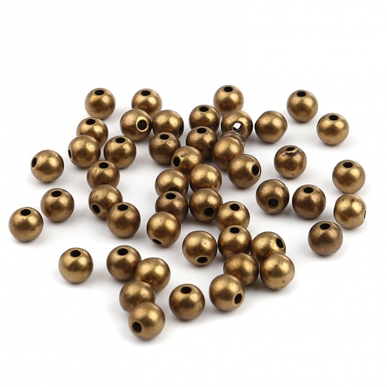 Bild von CCB Plastik Perlen Rund Bronzefarbe Plattiert ca. 5mm D., Loch:ca. 1.5mm, 1 Packung 200 Stück/Paket)