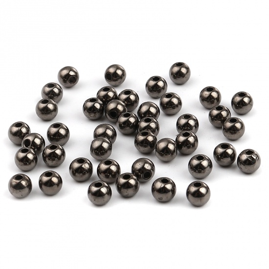 Bild von CCB Plastik Perlen Rund Metallgrau Plattiert ca. 5mm D., Loch:ca. 1.5mm, 1 Packung 200 Stück/Paket)