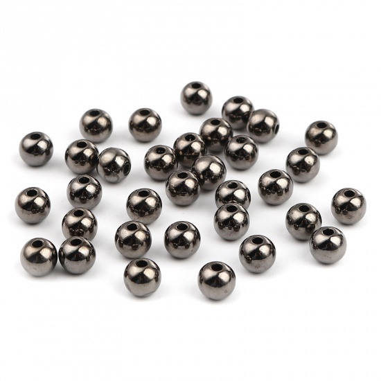 Bild von CCB Plastik Perlen Rund Metallgrau Plattiert ca. 6mm D., Loch:ca. 1.7mm, 1 Packung 100 Stück/Paket)