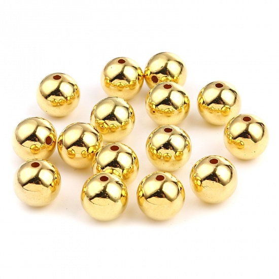 Bild von CCB Plastik Perlen Rund Vergoldet Plattiert ca. 10mm D., Loch:ca. 1.8mm, 1 Packung 50 Stück/Paket)