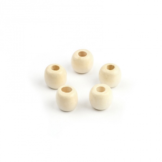 Bild von Kiefer Holz Zwischenperlen Spacer Perlen Zylinder Grauweiß ca. 12mm x 10mm, Loch: ca. 5.5mm, 500 Stück