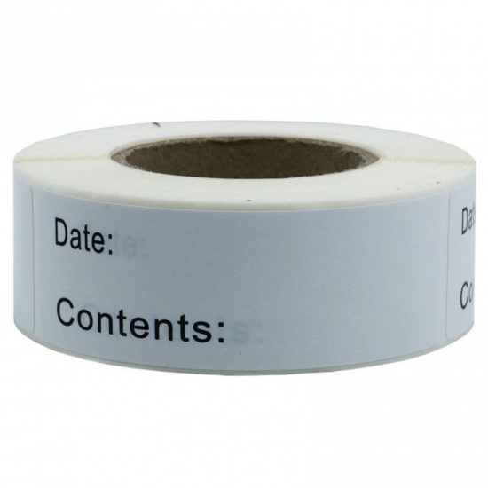 Immagine di White - Art Paper Date Contents Sticker Label Food Mark 7.5x2.5cm, 1 Roll(125 PCs/Roll)