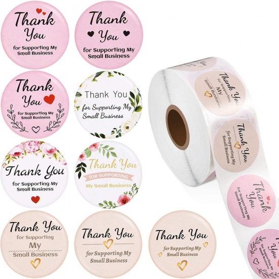 Immagine di Multicolor - Thank You 9 Pattern Decorative Art Paper Baking Packaging Label Seal Sticker 2.5cm Dia., 1 Roll(500 PCs/Roll)