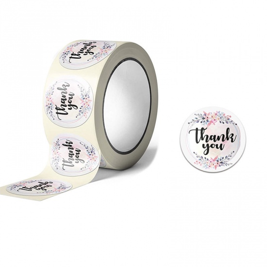 Immagine di Multicolor - Thank You Flower Decoration Art Paper Baking Packaging Label Seal Sticker 2.5cm Dia., 1 Roll(500 PCs/Roll)