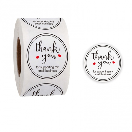 Immagine di Multicolor - Thank You For Supporting My Small Business Decoration Art Paper Baking Packaging Label Seal Sticker 2.5cm Dia., 1 Roll(500 PCs/Roll)