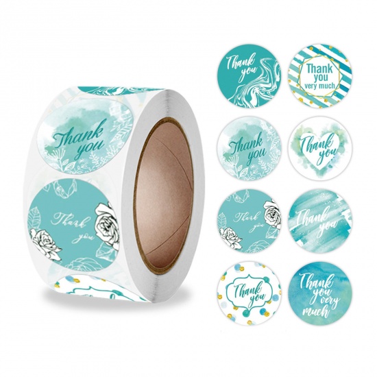 Immagine di Blue - Thank You Baking Gift Seals Stickers Self-adhesive Label 2.5cm Dia., 1 Roll